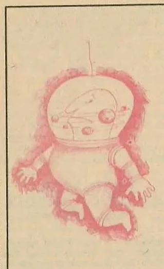 Caricature of a face in profile, rendered in pinkish tones