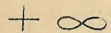 Hand-drawn diagram showing a plus sign (+) and an infinity symbol (∞)
