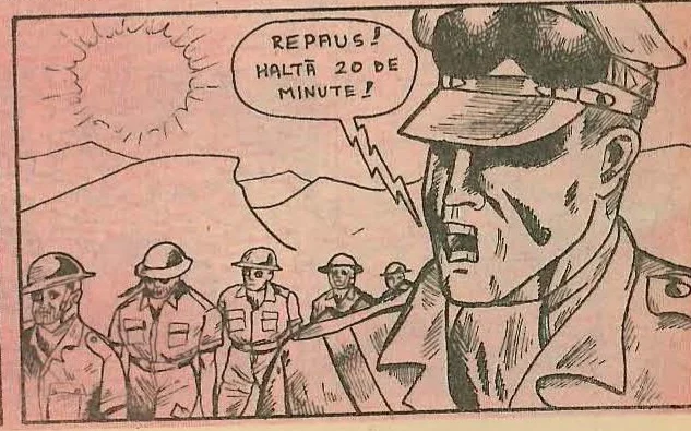 Comic panel 8: An officer shouting orders to the troops.