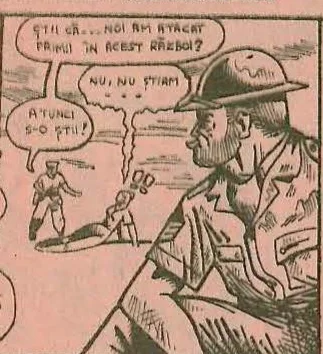Comic panel: Two soldiers talking, one looking surprised.