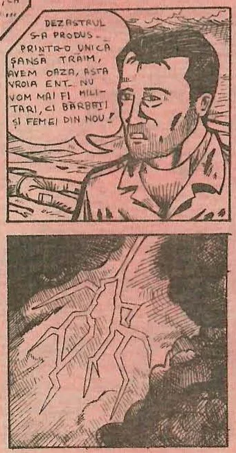 Comic panel showing a man with a mustache looking forward.